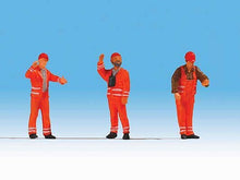 Load image into Gallery viewer, Noch 17820 O Scale German Railroad Switchmen -- Orange Uniforms pkg(3)
