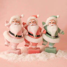 Load image into Gallery viewer, Retro Dancing Flocked Dancing Santa Figure | Light Pink