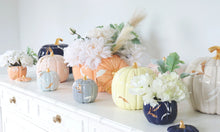 Load image into Gallery viewer, Layered Leaves Pumpkin Jars with 22K Gold Accents in Blush