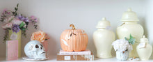 Load image into Gallery viewer, Layered Leaves Pumpkin Jars with 22K Gold Accents in Light Blue