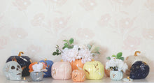 Load image into Gallery viewer, Layered Leaves Pumpkin Jars with 22K Gold Accents in Light Blue
