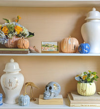 Load image into Gallery viewer, &quot;Mr. Bones and Charlotte&quot; Skull Decor with 22K Gold Accents- Light Gray