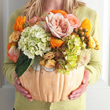 Load image into Gallery viewer, Scalloped Pumpkin Jars with 22K Gold Accents in Sheer Orange
