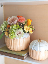 Load image into Gallery viewer, Scalloped Pumpkin Jars with 22K Gold Accents in Sheer Orange