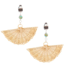 Load image into Gallery viewer, Fan of Rattan Blue Turquoise and Sterling Silver Earrings