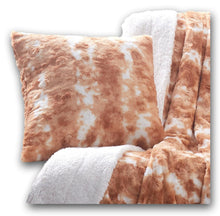 Load image into Gallery viewer, DaDa Bedding Amber Orange Brown &amp; White Cozy Faux Fur Euro Throw Pillow Cover (M3396)