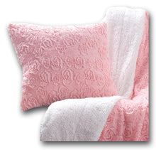 Load image into Gallery viewer, DaDa Bedding Rosey Pastel Blossom Pink Faux Fur Euro Throw Pillow Cover (171752)
