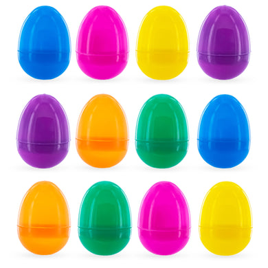 12 Bright Multicolored Plastic Eggs 2.25 Inches