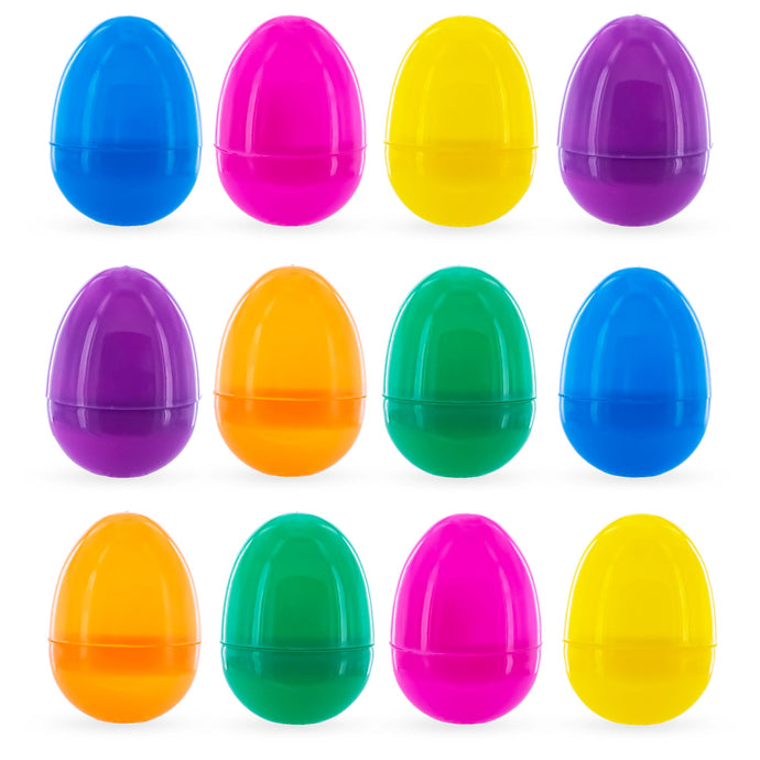 12 Bright Multicolored Plastic Eggs 2.25 Inches