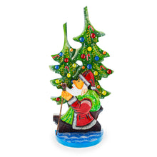 Load image into Gallery viewer, Did Moroz (Santa) and Christmas Tree Hand Carved Ukrainian Wooden Figurine 12.25 Inches