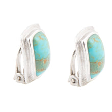 Load image into Gallery viewer, Fiji Isles Blue Turquoise Sterling Silver Clip Earrings