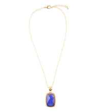Load image into Gallery viewer, Filigreed Blue Agate Golden Pendant Necklaces