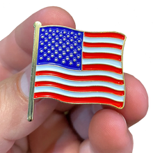 Load image into Gallery viewer, American Flag Lapel Pin – Waving Flag with Dual Posts &amp; Deluxe Clasps