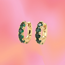 Load image into Gallery viewer, The Kate Green Gem Hoops