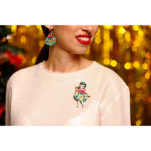Load image into Gallery viewer, Floral Christmas Tree Lady Ornament Brooch by Laliblue
