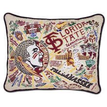 Load image into Gallery viewer, Florida State University (FSU) Collegiate Hand-Embroidered Pillow