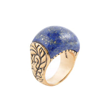 Load image into Gallery viewer, Flourished Bronze Ring - Lapis