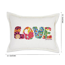 Load image into Gallery viewer, Flower Power Love Letters Hand-Embroidered Pillow - Available in Bright or Pastel by CatStudio