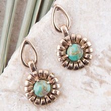 Load image into Gallery viewer, Fluted Blue Turquoise Drop Post Earrings