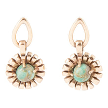Load image into Gallery viewer, Fluted Blue Turquoise Drop Post Earrings
