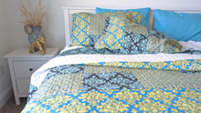 Load image into Gallery viewer, Tache Damask Ornate Baroque Teal Turquoise Blue Green Scalloped Quilt Set (SD-3300)