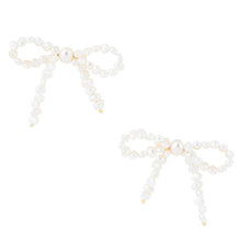 Load image into Gallery viewer, Freshwater White Pearl Bow Post Earrings