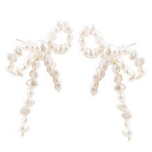 Load image into Gallery viewer, Freshwater White Pearl Bow Post Earrings