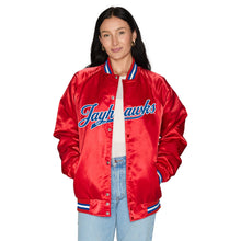 Load image into Gallery viewer, Kansas Jayhawks Satin Letterman Bomber Jacket