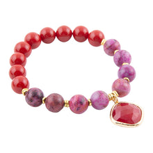 Load image into Gallery viewer, Fuchsia Agate Sunset Golden Bracelet