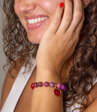 Load image into Gallery viewer, Fuchsia Agate Sunset Golden Bracelet