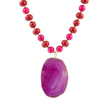 Load image into Gallery viewer, Fuchsia Sunset Purple Agate Pendant Necklace