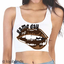 Load image into Gallery viewer, Game Day Lips Crop Tank Top