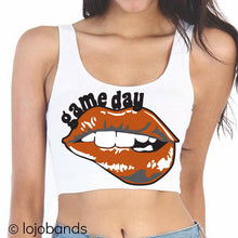 Load image into Gallery viewer, Game Day Lips Crop Tank Top