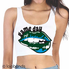 Load image into Gallery viewer, Game Day Lips Crop Tank Top