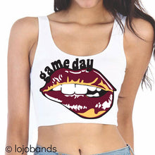 Load image into Gallery viewer, Game Day Lips Crop Tank Top