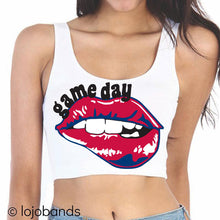 Load image into Gallery viewer, Game Day Lips Crop Tank Top