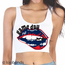 Load image into Gallery viewer, Game Day Lips Crop Tank Top
