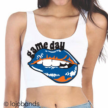 Load image into Gallery viewer, Game Day Lips Crop Tank Top