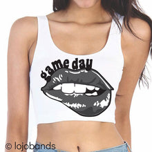 Load image into Gallery viewer, Game Day Lips Crop Tank Top