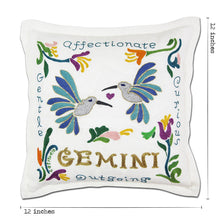 Load image into Gallery viewer, Gemini Astrology Hand-Embroidered Pillow by Cat Studio