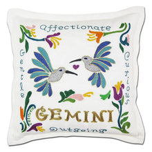 Load image into Gallery viewer, Gemini Astrology Hand-Embroidered Pillow by Cat Studio