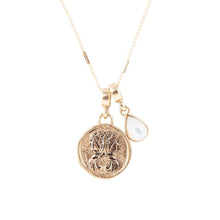 Load image into Gallery viewer, Gemini - Zodiac White Mother of Pearl Golden Charm Necklace