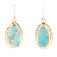Load image into Gallery viewer, Genuine Blue Turquoise Golden Drop Earrings