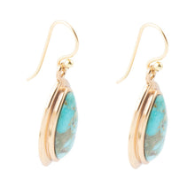 Load image into Gallery viewer, Genuine Blue Turquoise Golden Drop Earrings