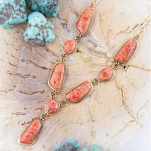 Load image into Gallery viewer, Genuine Orange Sponge Coral Golden Abstract Statement Necklace