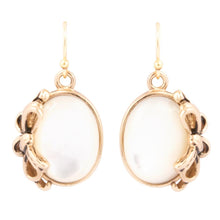 Load image into Gallery viewer, Gifted White Mother of Pearl Golden Bow Drop Earrings