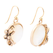 Load image into Gallery viewer, Gifted White Mother of Pearl Golden Bow Drop Earrings