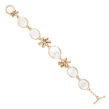 Load image into Gallery viewer, Gifted White Mother of Pearl Golden Bow Link Bracelet