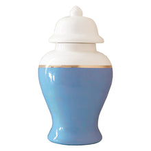 Load image into Gallery viewer, French Blue Color Block Ginger Jar with Gold Accent