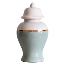 Load image into Gallery viewer, Lamb's Ear Blue Color Block Ginger Jar with Gold Accent
